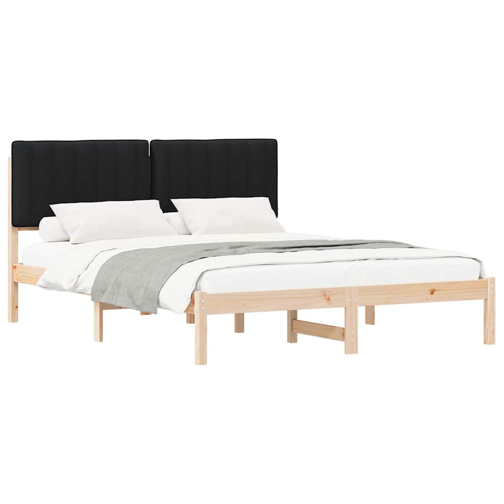 Bettgestell mit gepolstertem Kopfteil Schwarz 160 x 200 cm