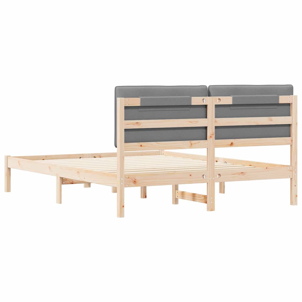 Bettgestell mit gepolstertem Kopfteil Hellgrau 150 x 200 cm