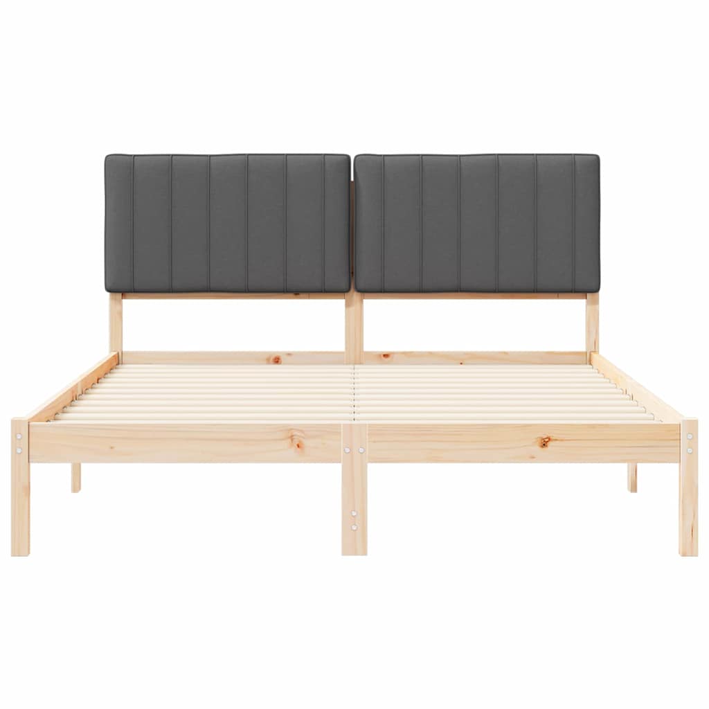 Bettgestell mit gepolstertem Kopfteil Dunkelgrau 150 x 200 cm