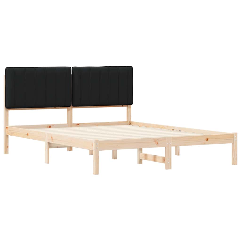 Bettgestell mit gepolstertem Kopfteil Schwarz 150 x 200 cm