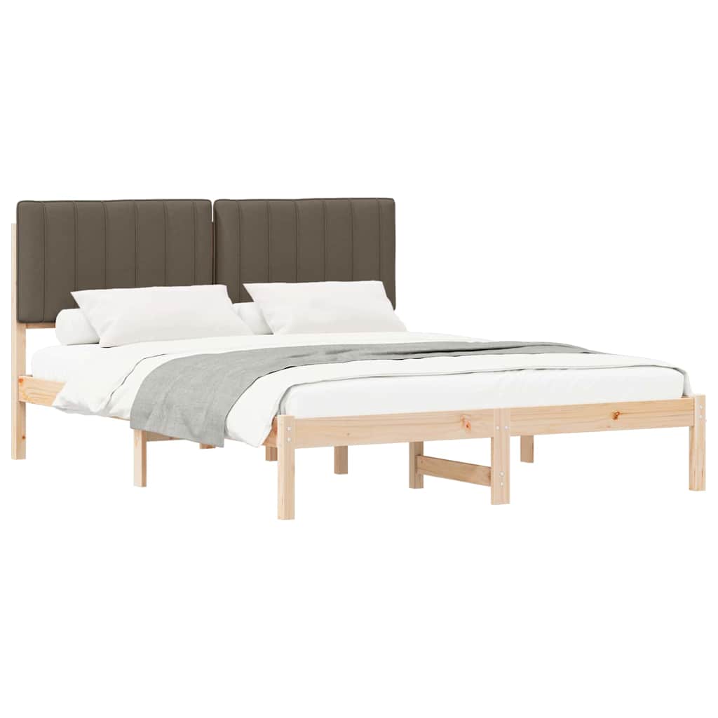Bettgestell mit gepolstertem Kopfteil Taupe 150 x 200 cm