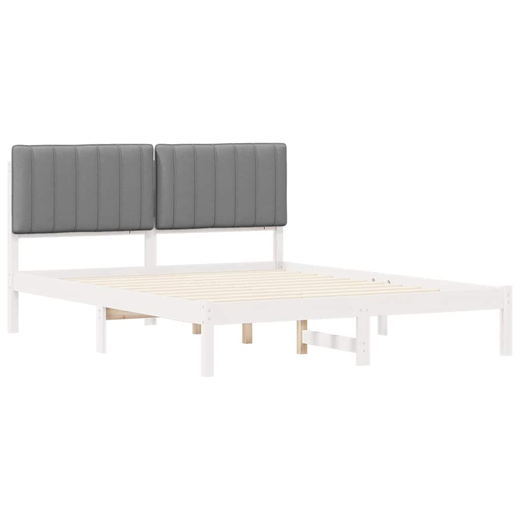 Bettgestell mit gepolstertem Kopfteil Hellgrau 150 x 200 cm