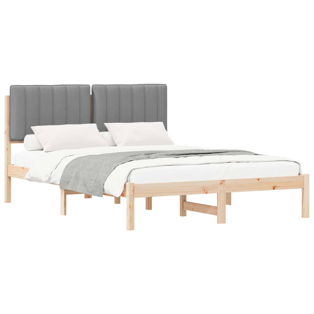 Bettgestell mit gepolstertem Kopfteil Hellgrau 140 x 190 cm