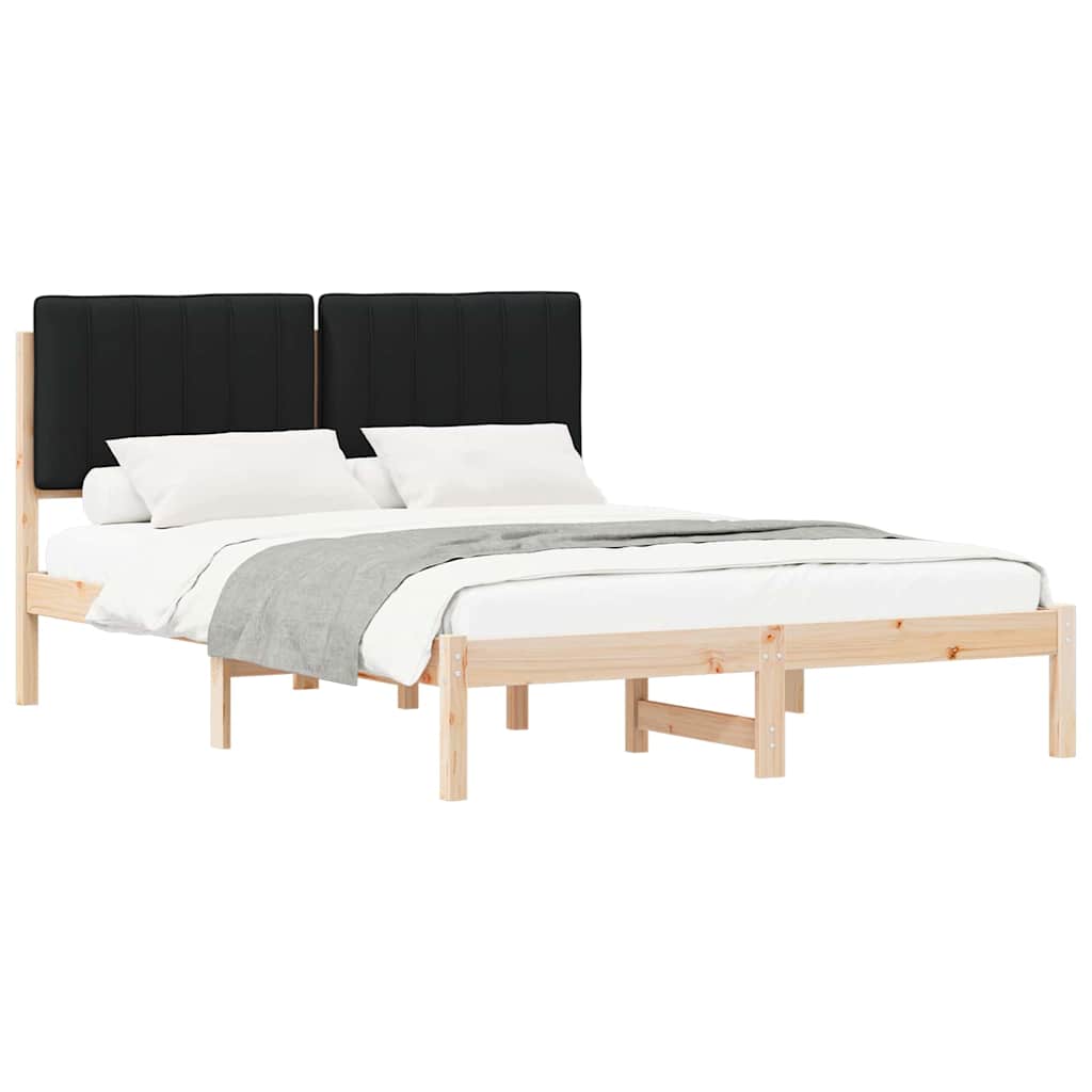 Bettgestell mit gepolstertem Kopfteil Schwarz 140 x 190 cm