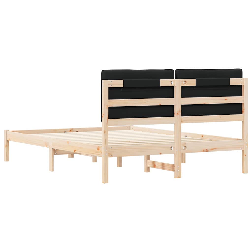 Bettgestell mit gepolstertem Kopfteil Schwarz 140 x 190 cm
