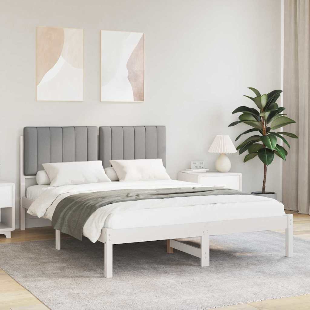 Bettgestell mit gepolstertem Kopfteil Hellgrau 140 x 190 cm