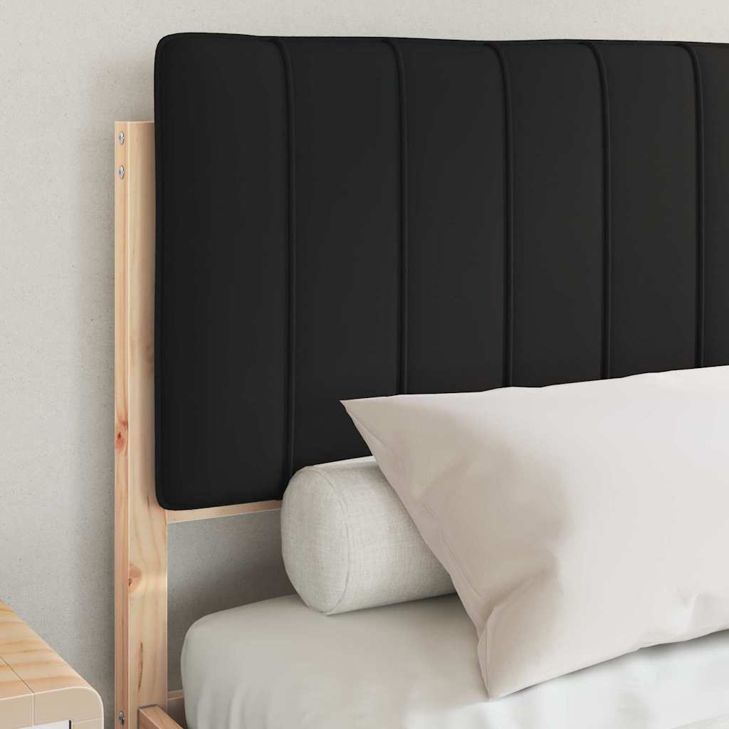 Bettgestell mit gepolstertem Kopfteil Schwarz 135 x 190 cm