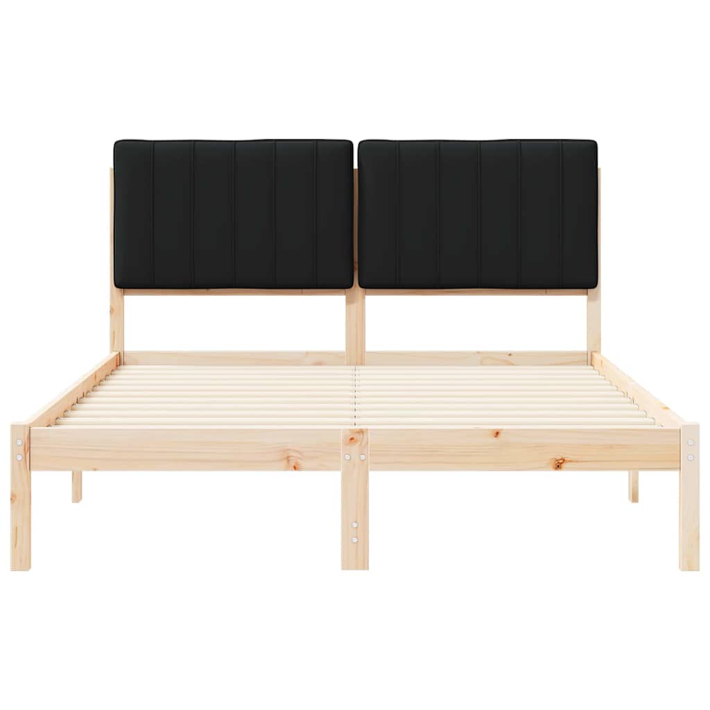 Bettgestell mit gepolstertem Kopfteil Schwarz 135 x 190 cm