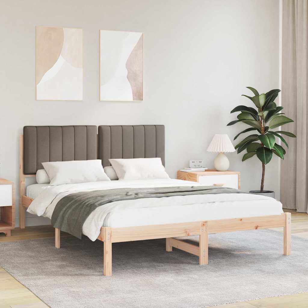Bettgestell mit gepolstertem Kopfteil Taupe 135 x 190 cm