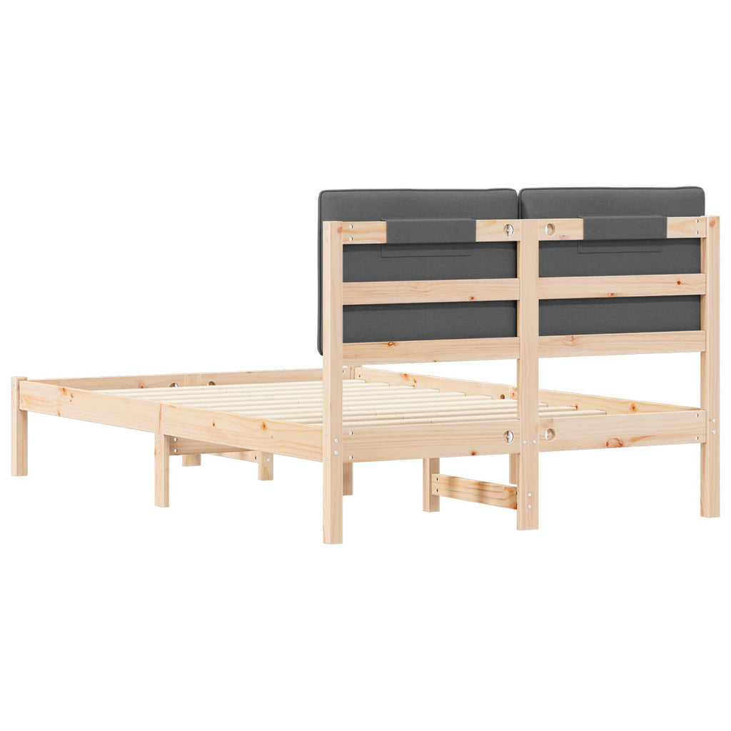 Bettgestell mit gepolstertem Kopfteil Dunkelgrau 120 x 190 cm