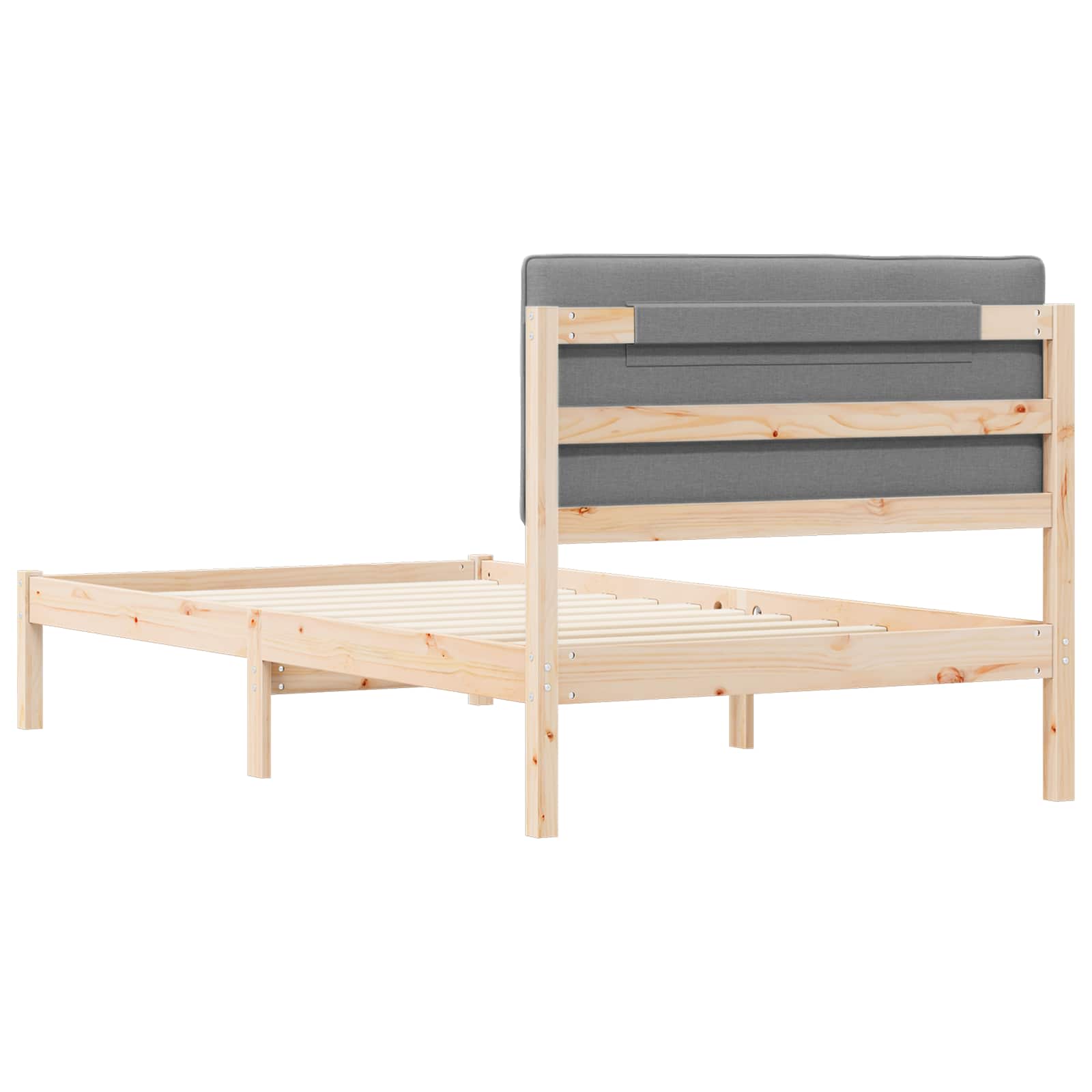 Bettgestell mit gepolstertem Kopfteil Hellgrau 100 x 200 cm