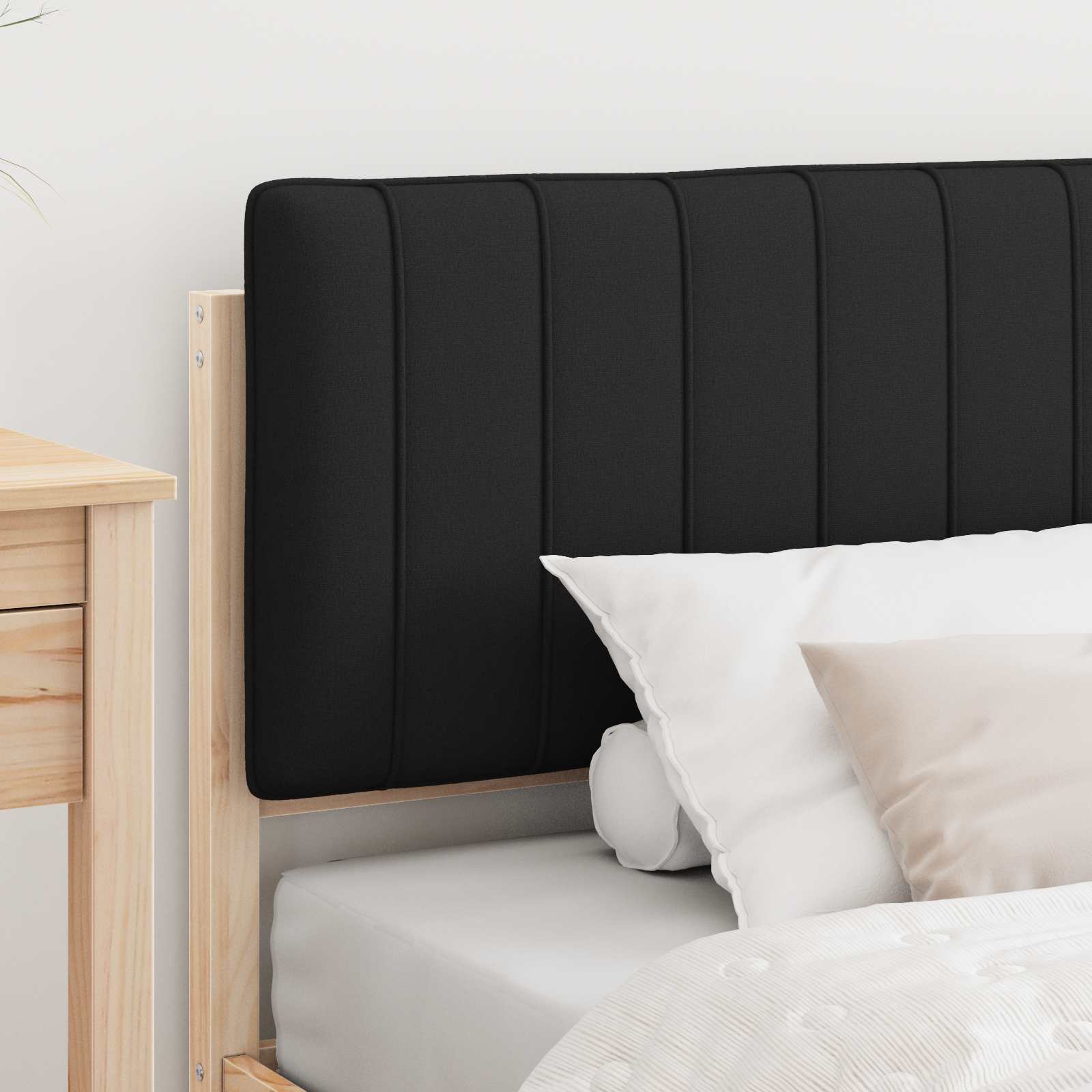 Bettgestell mit gepolstertem Kopfteil Schwarz 100 x 200 cm