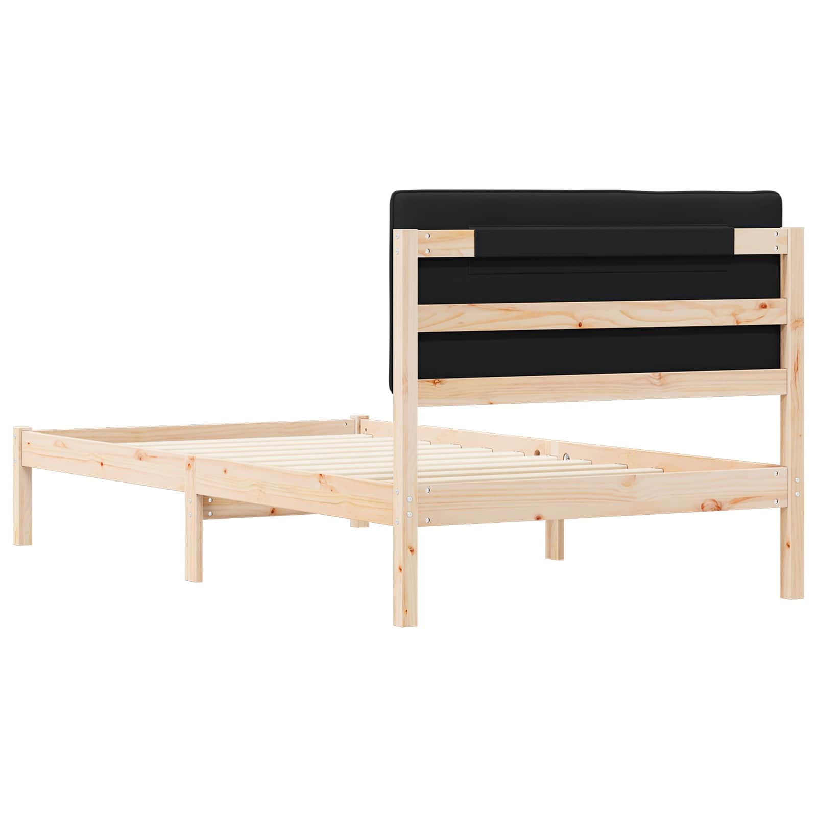 Bettgestell mit gepolstertem Kopfteil Schwarz 100 x 200 cm