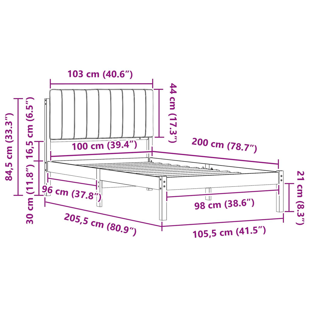 Bettgestell mit gepolstertem Kopfteil Taupe 100 x 200 cm