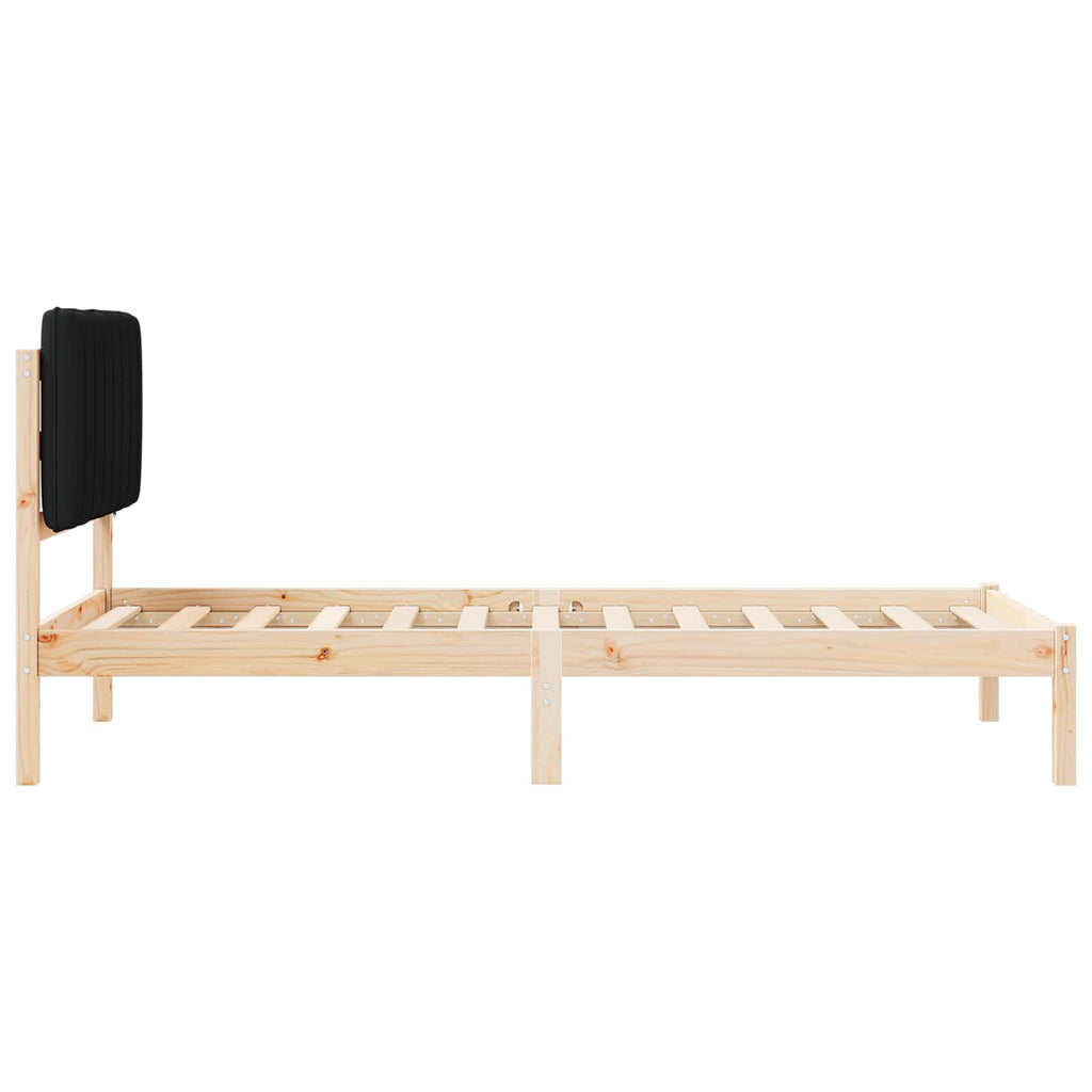 Bettgestell mit gepolstertem Kopfteil Natürlich und Schwarz