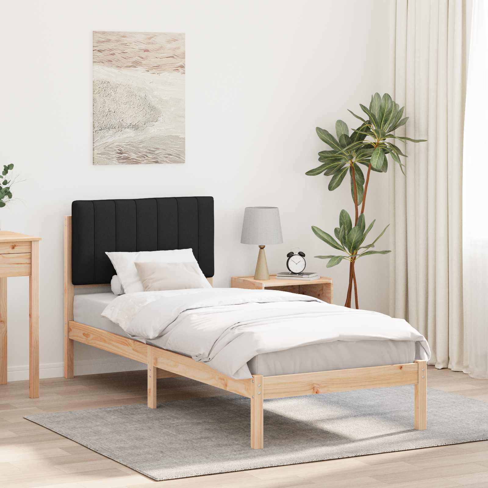 Bettgestell mit gepolstertem Kopfteil Schwarz 80 x 200 cm