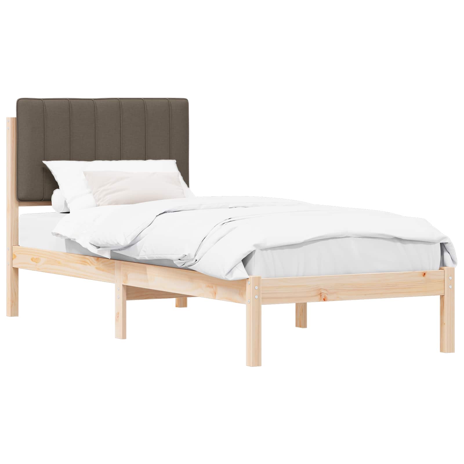 Bettgestell mit gepolstertem Kopfteil Taupe 80 x 200 cm