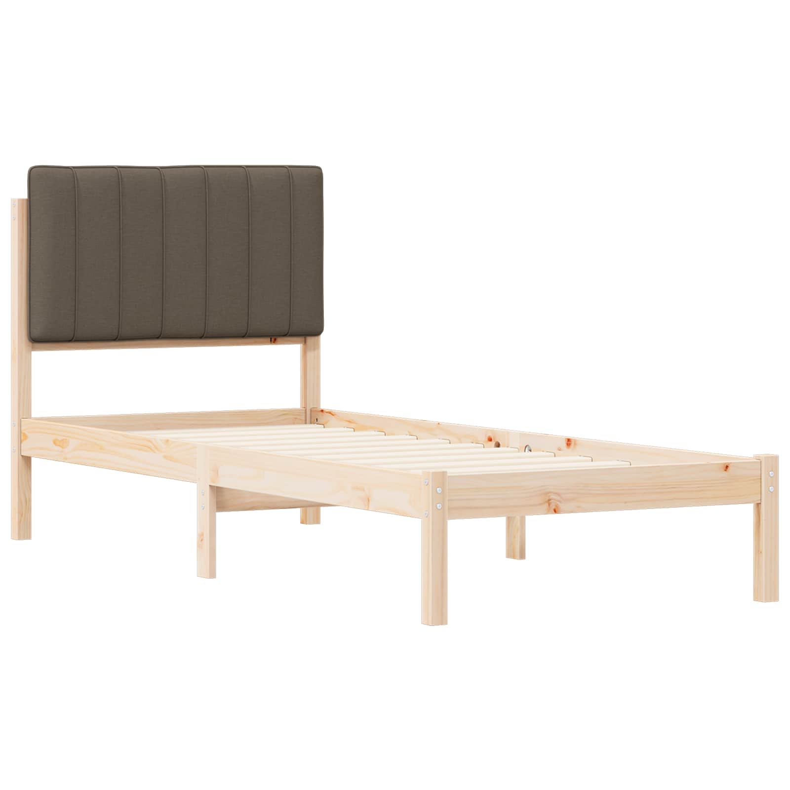 Bettgestell mit gepolstertem Kopfteil Taupe 80 x 200 cm