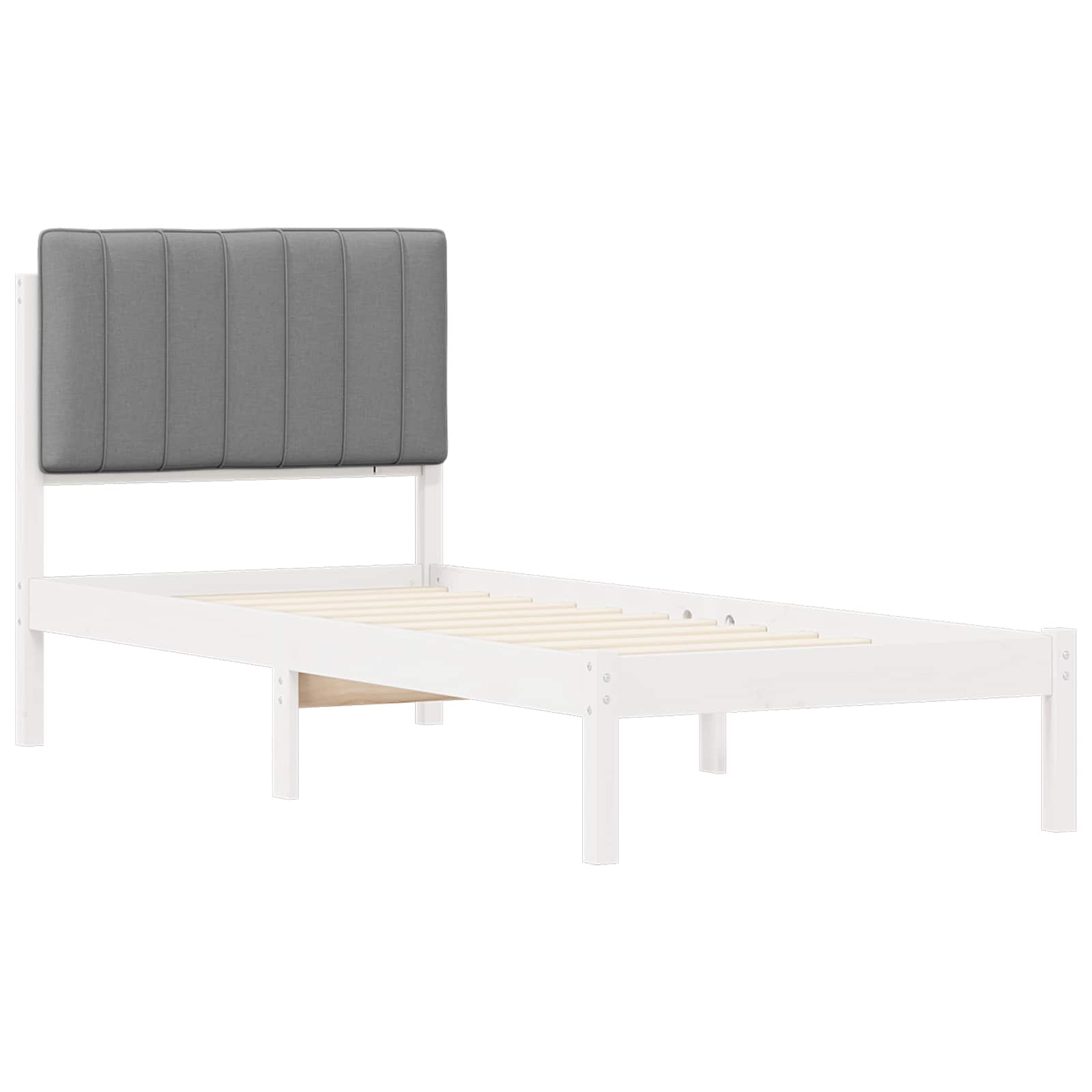 Bettgestell mit gepolstertem Kopfteil Hellgrau 80 x 200 cm