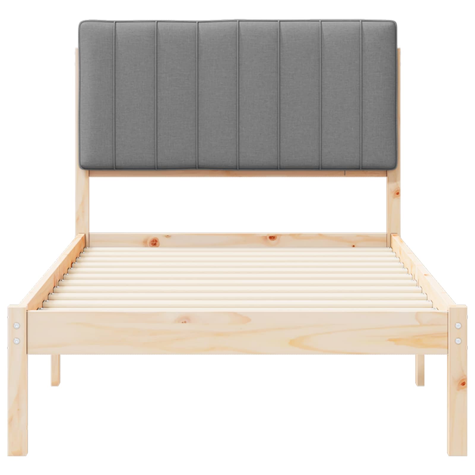 Bettgestell mit gepolstertem Kopfteil Hellgrau 90 x 190 cm