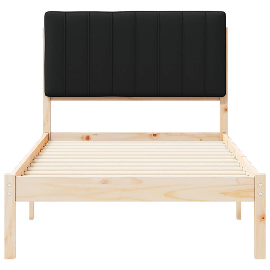Bettgestell mit gepolstertem Kopfteil Schwarz 90 x 190 cm