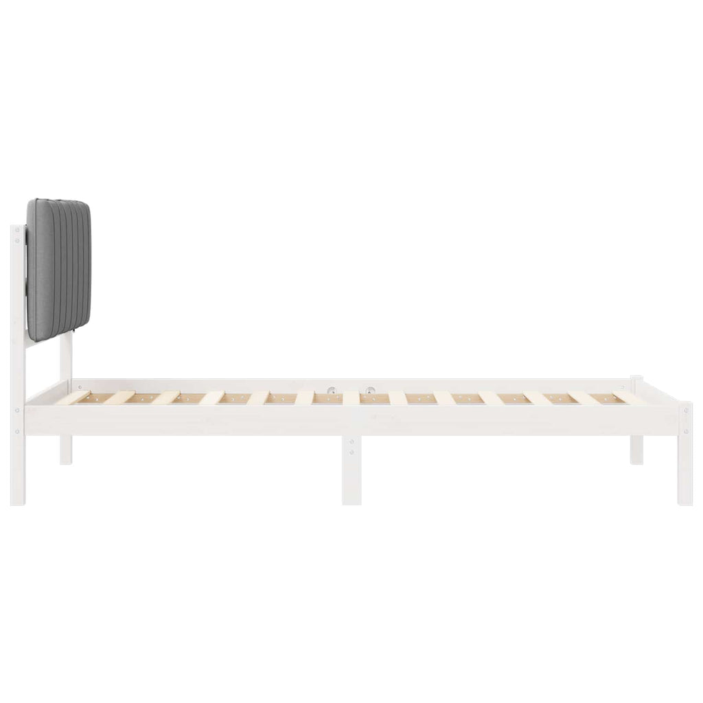 Bettgestell mit gepolstertem Kopfteil Hellgrau 90 x 190 cm