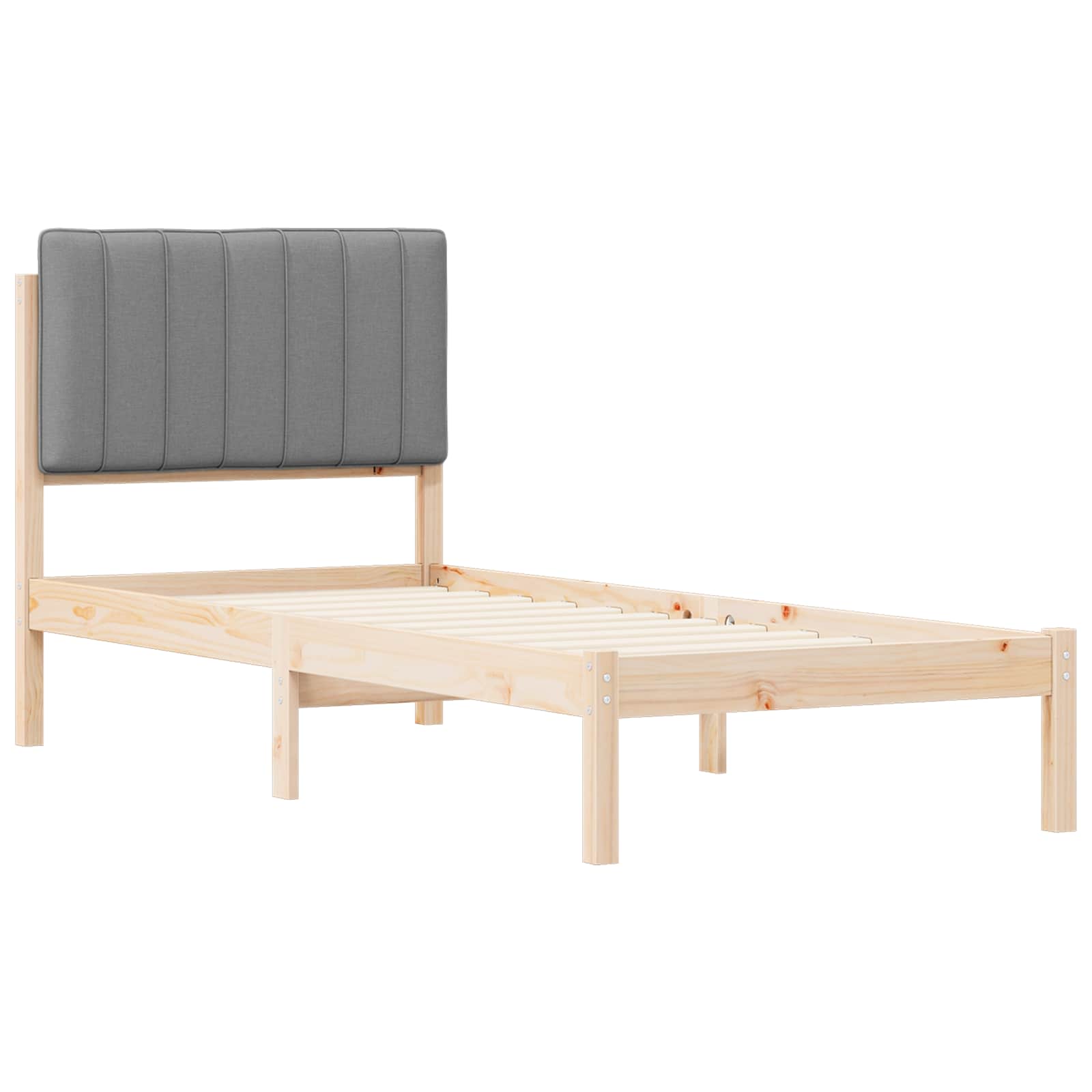 Bettgestell mit gepolstertem Kopfteil Hellgrau 75 x 190 cm