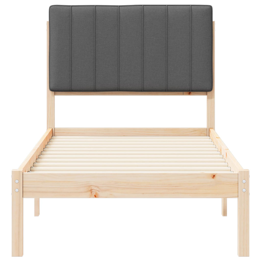 Bettgestell mit gepolstertem Kopfteil Dunkelgrau 75 x 190 cm