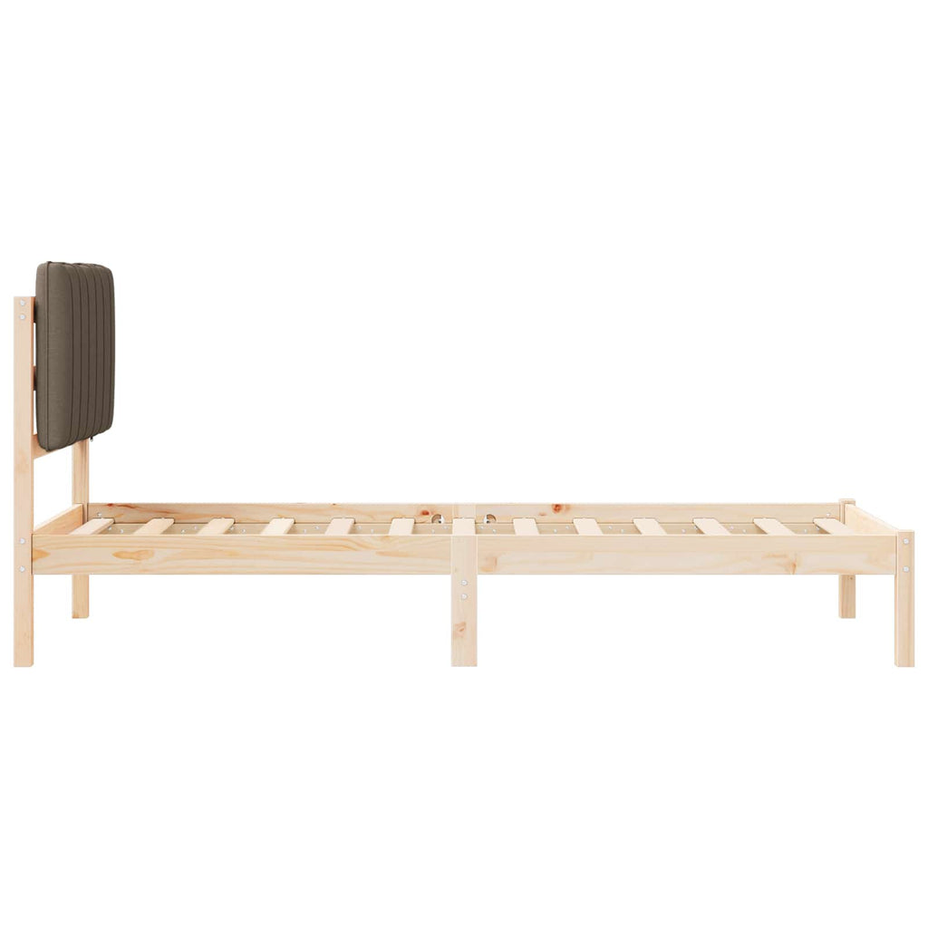 Bettgestell mit gepolstertem Kopfteil Taupe 75 x 190 cm