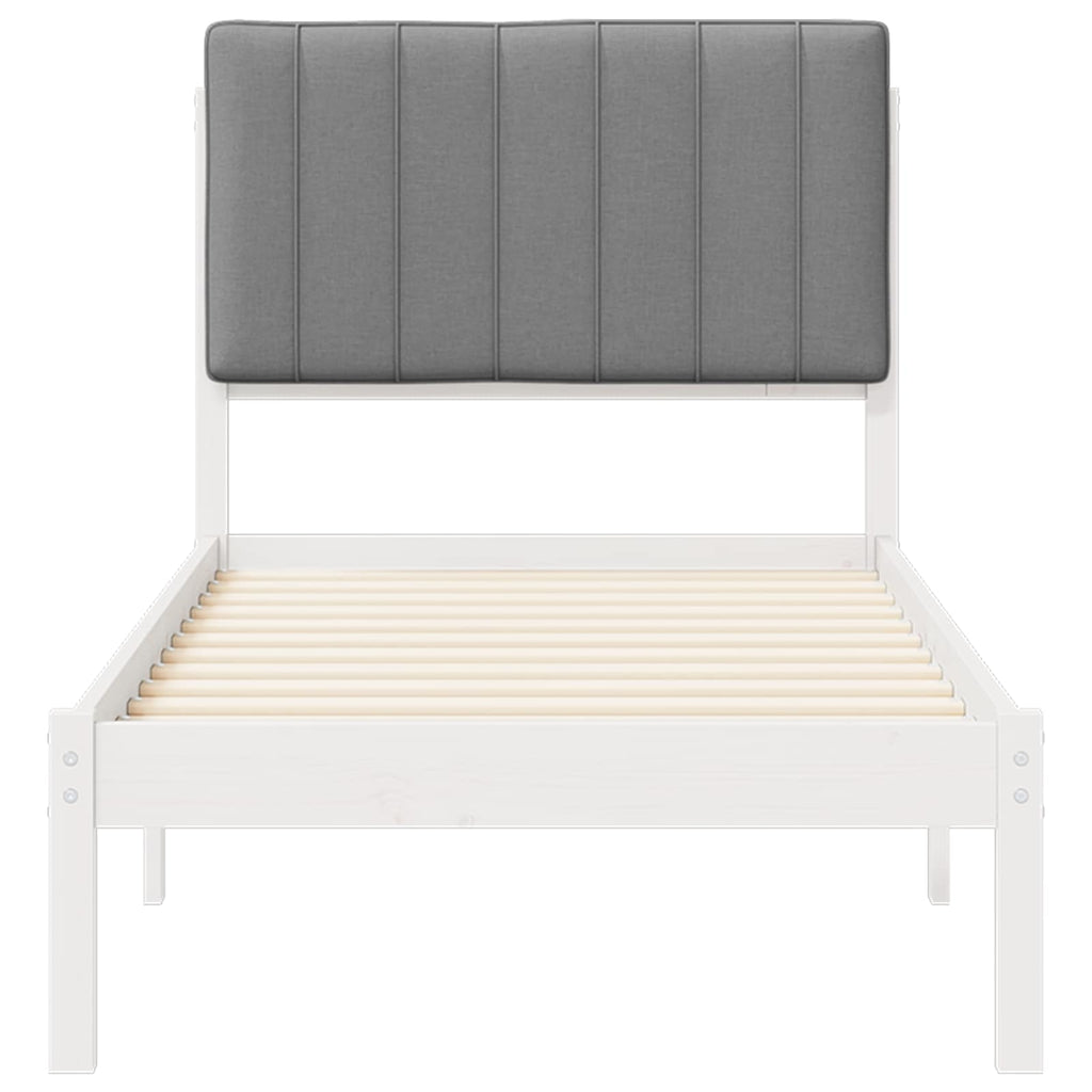 Bettgestell mit gepolstertem Kopfteil Hellgrau 75 x 190 cm
