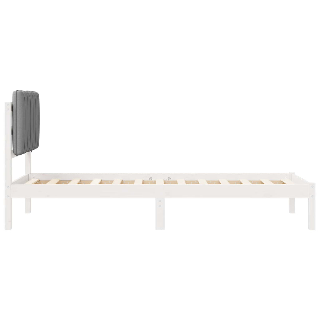 Bettgestell mit gepolstertem Kopfteil Hellgrau 75 x 190 cm