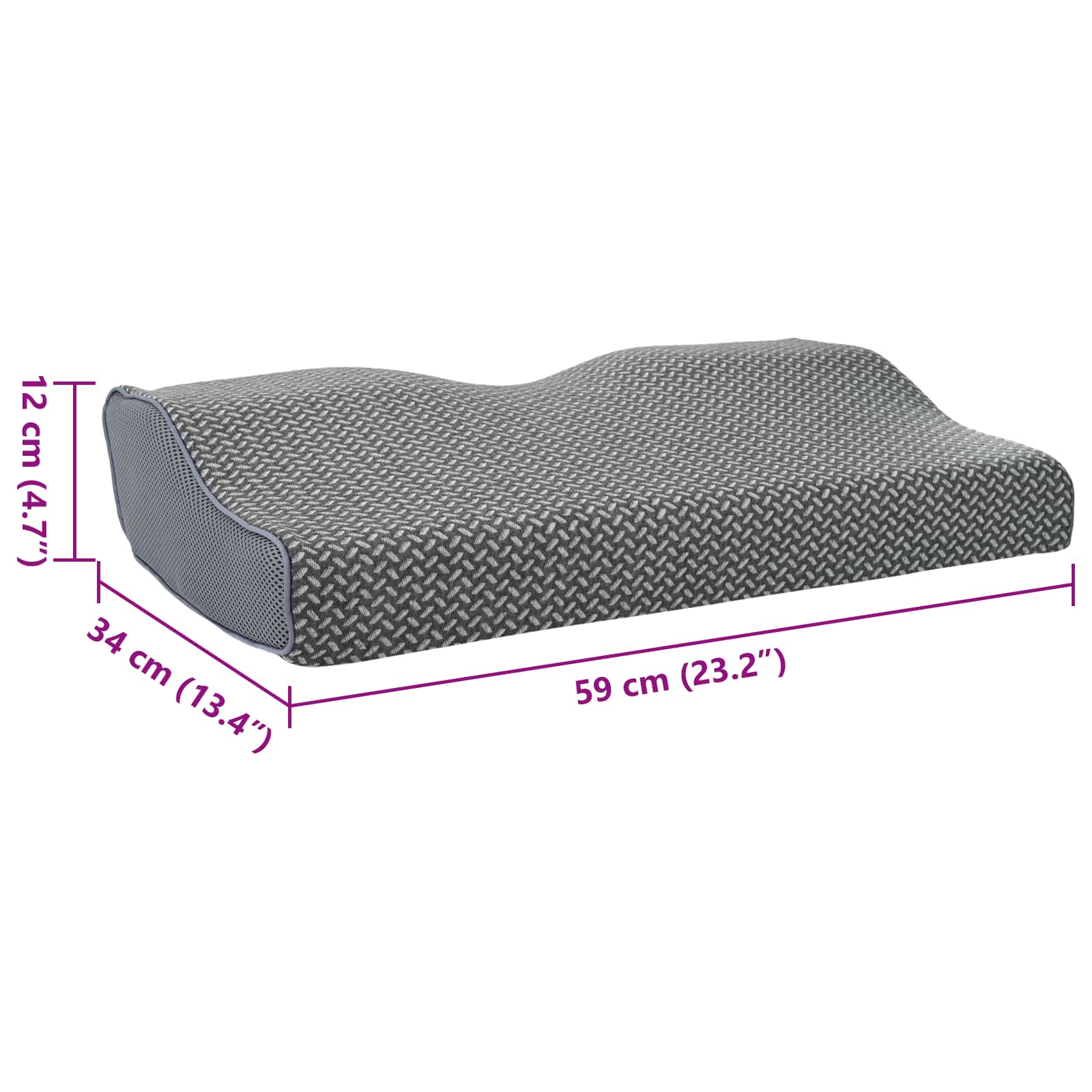 Kopfkissen mit Kissen Grau 60 x 34 x 11 cm Polyester