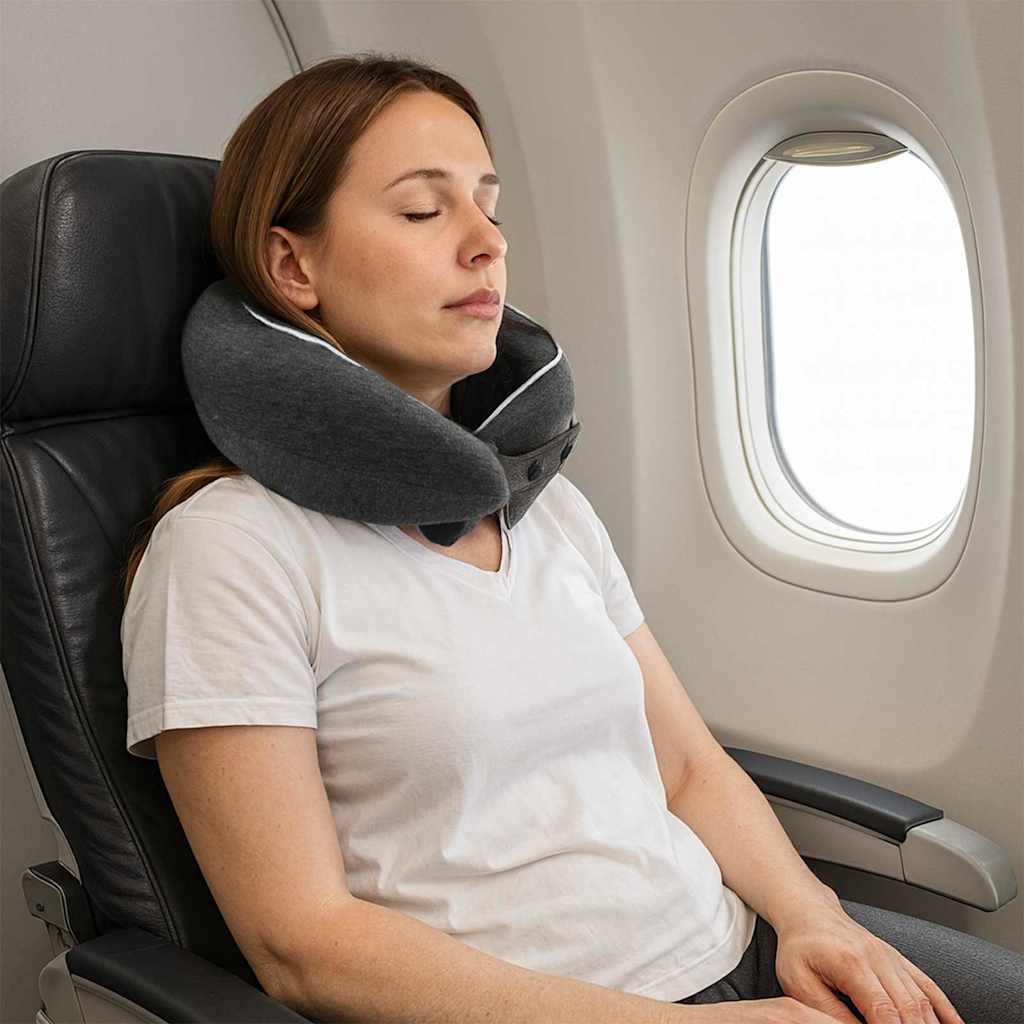 Reisekopfkissen für den Nacken Dunkelgrau Viscoschaum