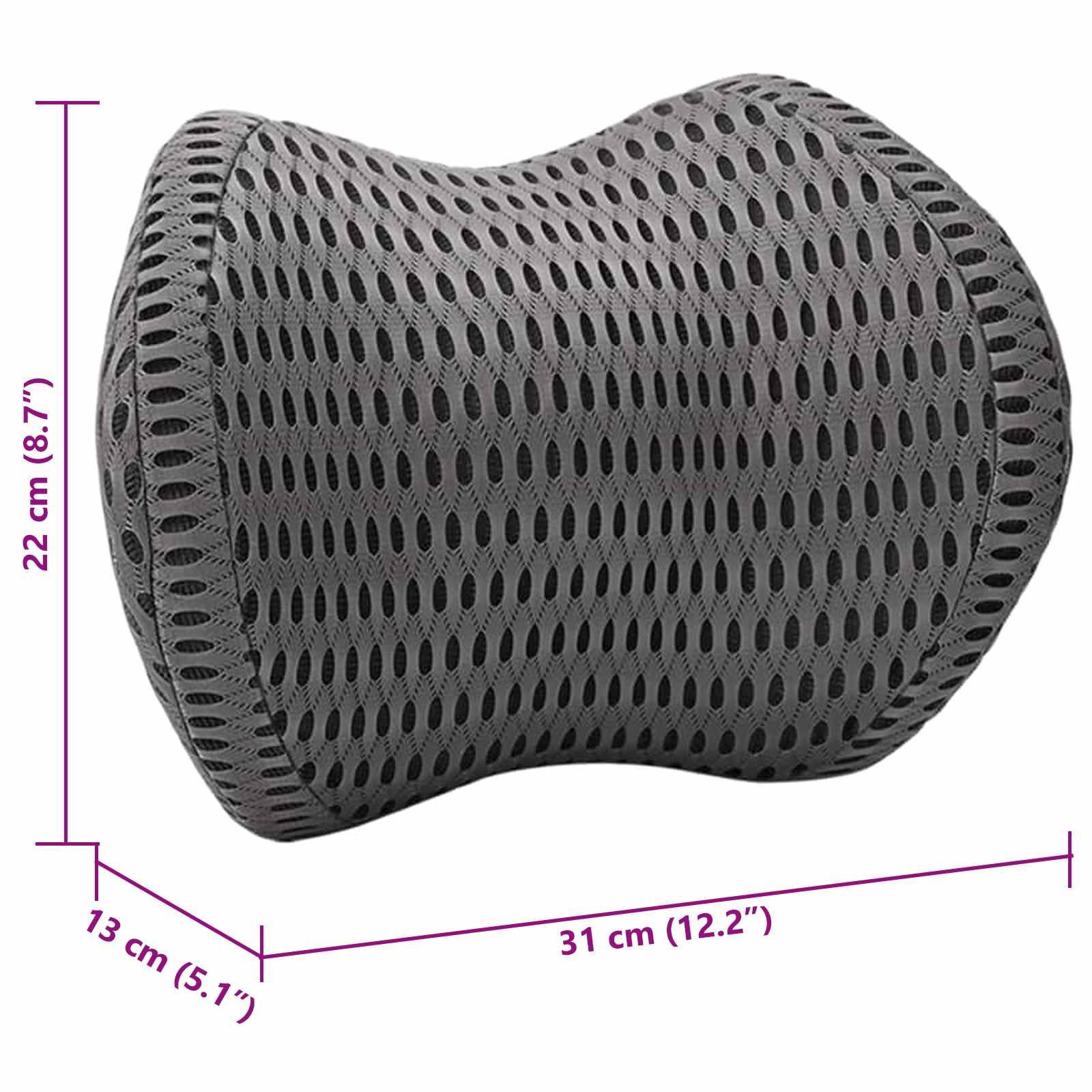 Nackenkissen Schwarz Viscoschaum 30,5 x 21,5 x 13 cm