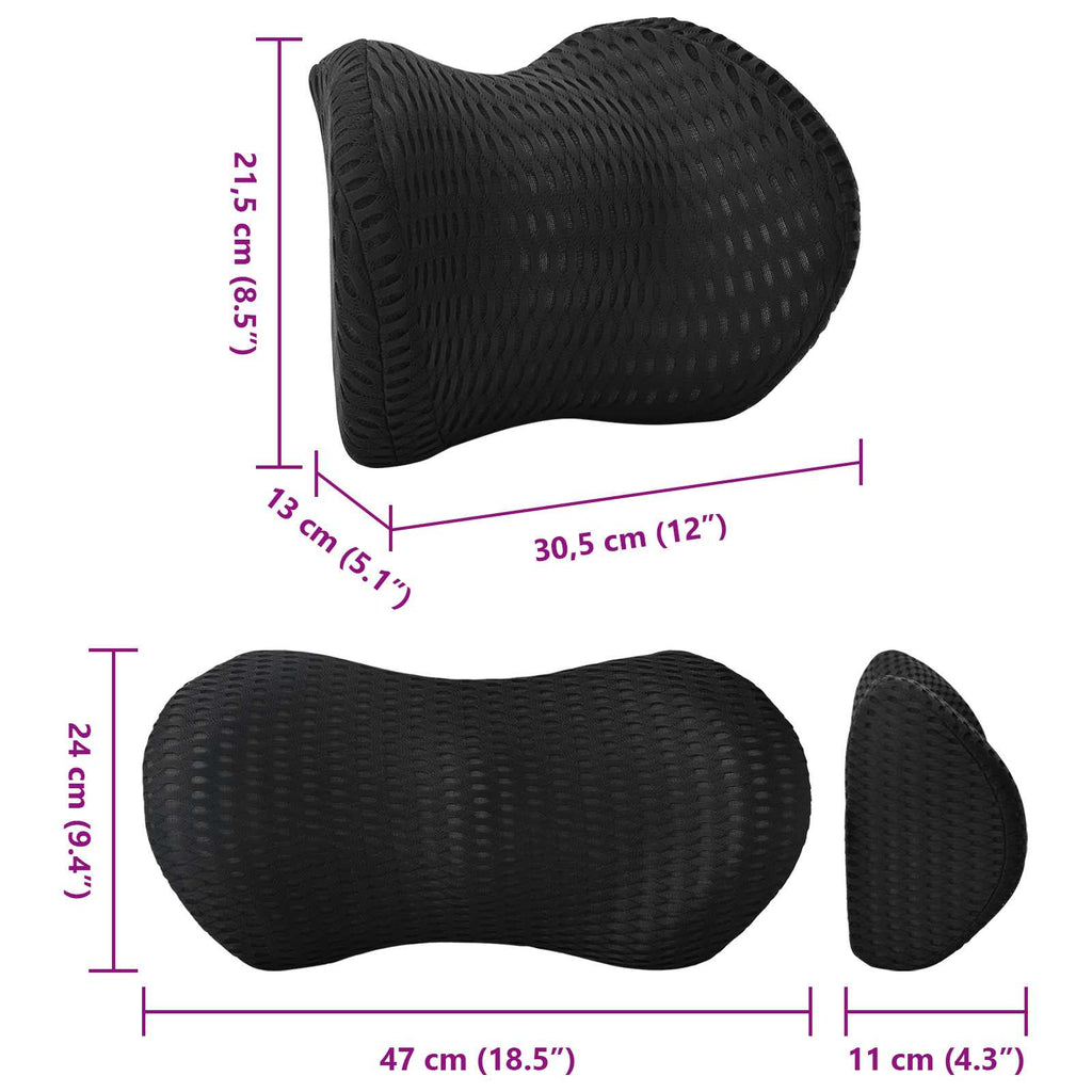 Nackenkissen, Rückenkissen Schwarz Viscoschaum 47 x 24 x 11 cm