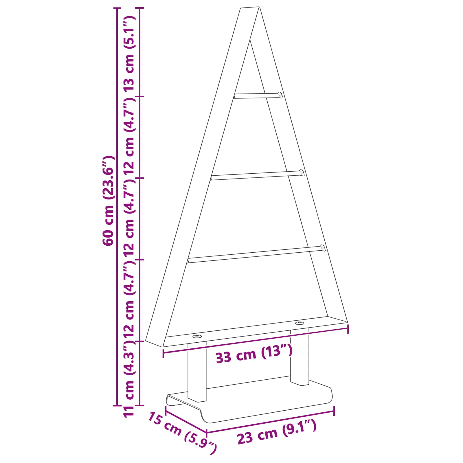 Metall Weihnachtsbaum mit Ständer Schwarz 60 cm Stahl