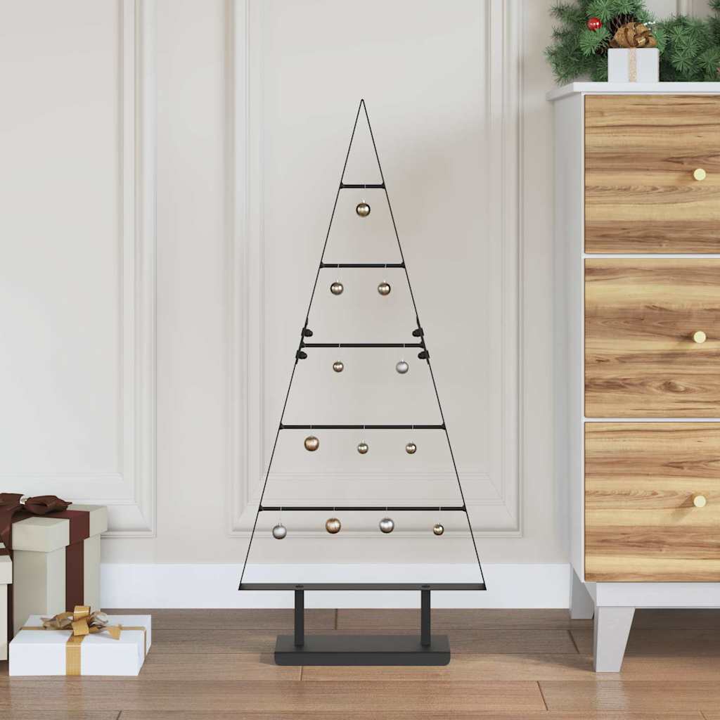 Metall Weihnachtsbaum mit Ständer Schwarz 90 cm Stahl