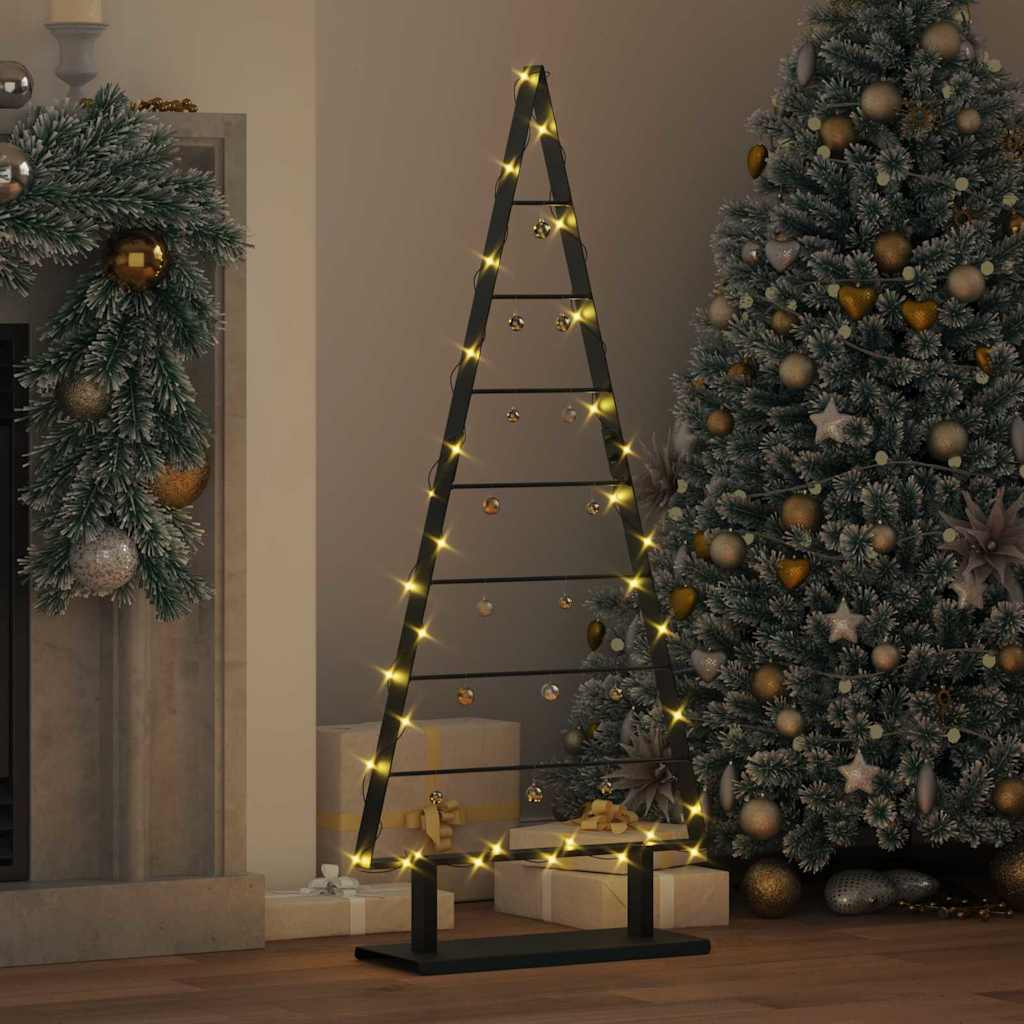 Metall Weihnachtsbaum mit Ständer Schwarz 125,5 cm Stahl