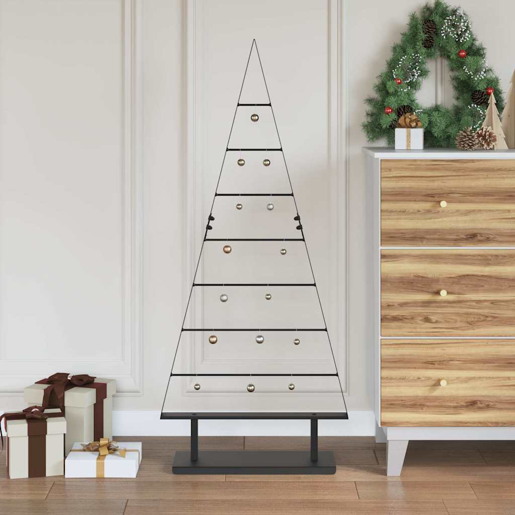 Metall Weihnachtsbaum mit Ständer Schwarz 125,5 cm Stahl