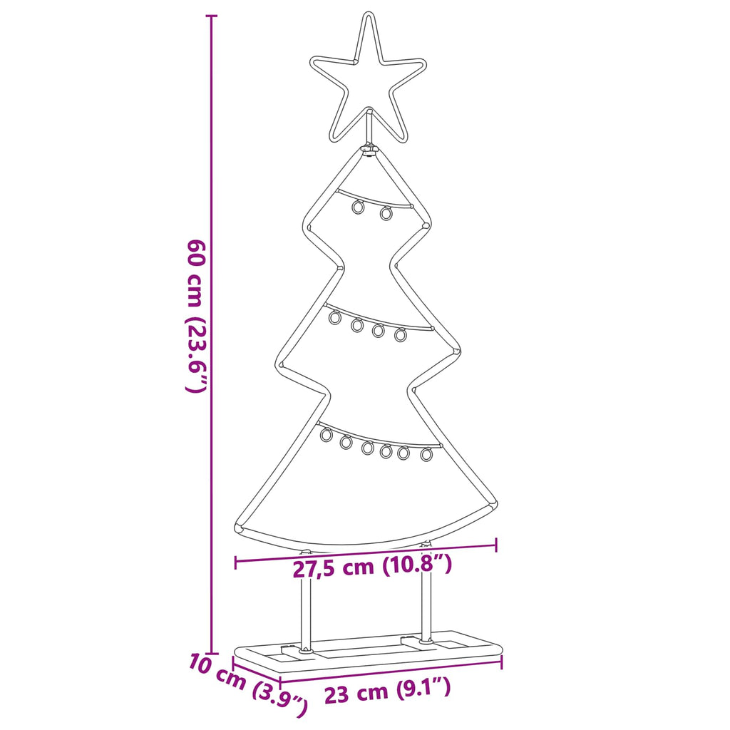 Metall Weihnachtsbaum mit Ständer Schwarz 60 cm Stahl