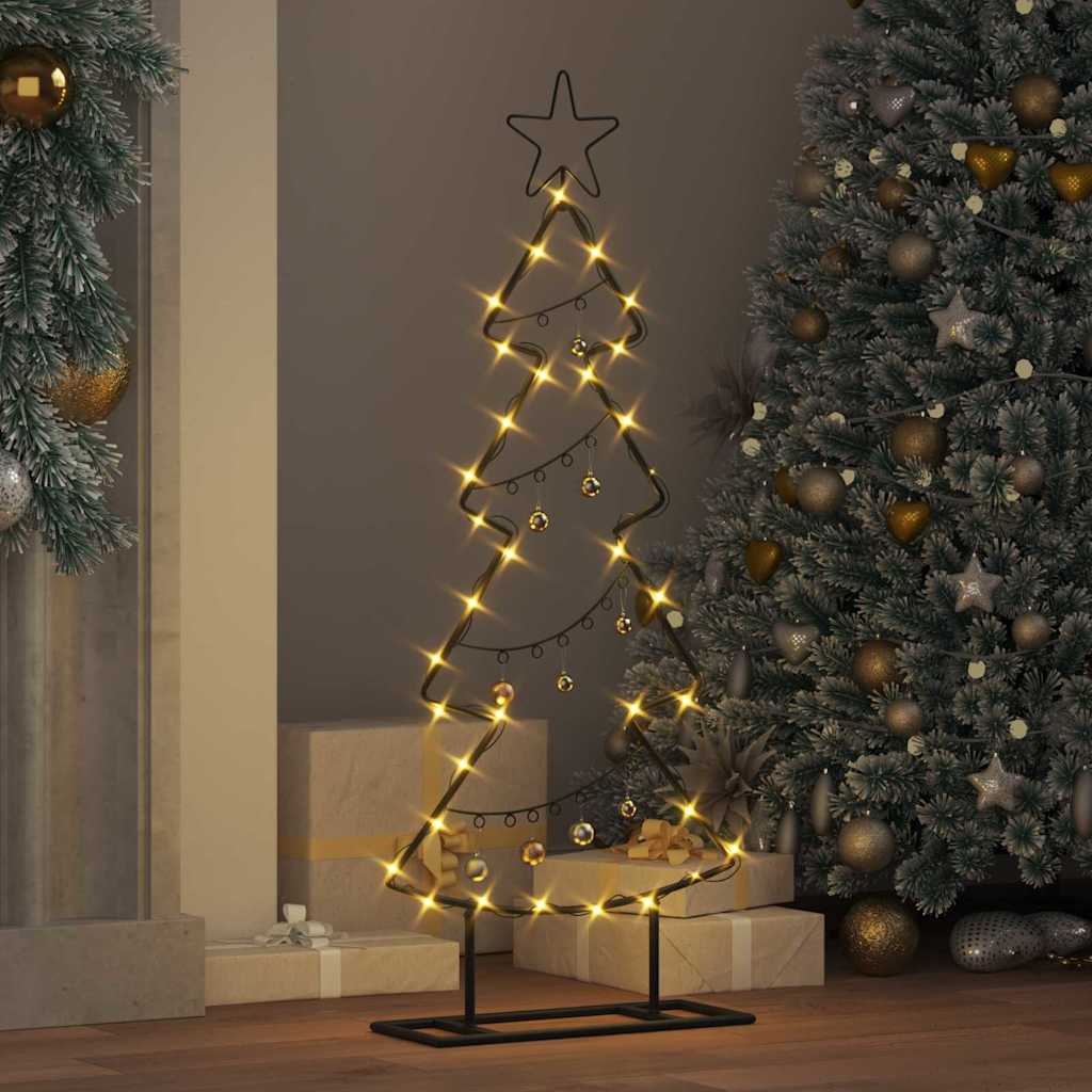 Metall Weihnachtsbaum mit Ständer Schwarz 90,5 cm Stahl