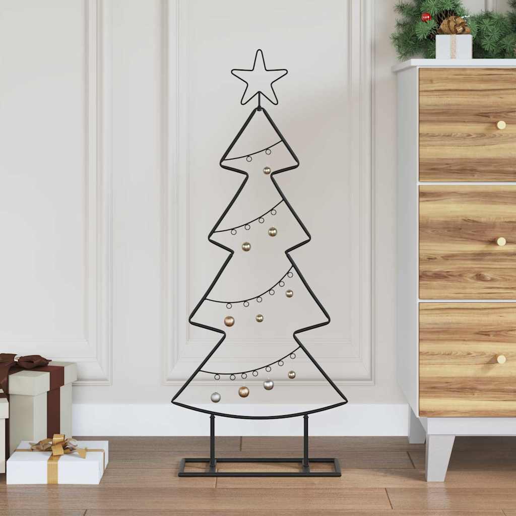 Metall Weihnachtsbaum mit Ständer Schwarz 90,5 cm Stahl