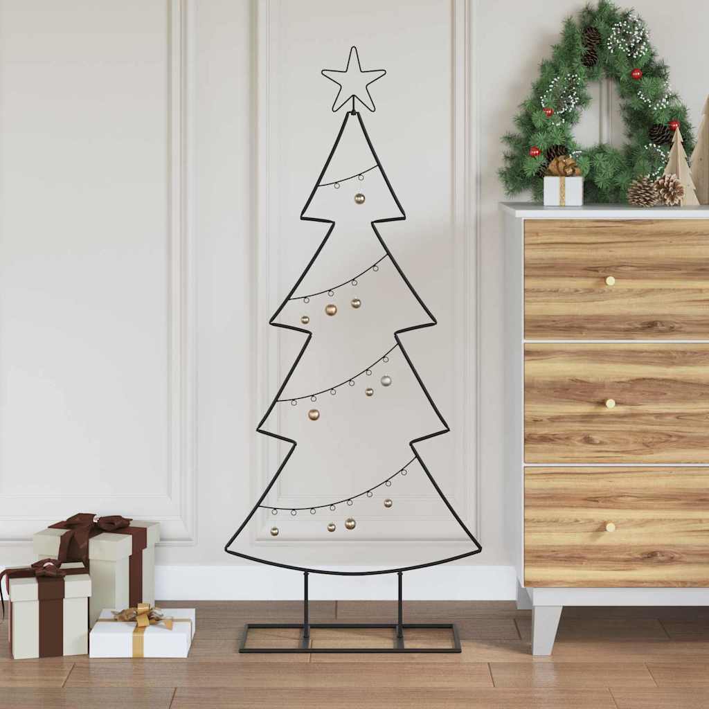 Metall Weihnachtsbaum mit Ständer Schwarz 125 cm Stahl