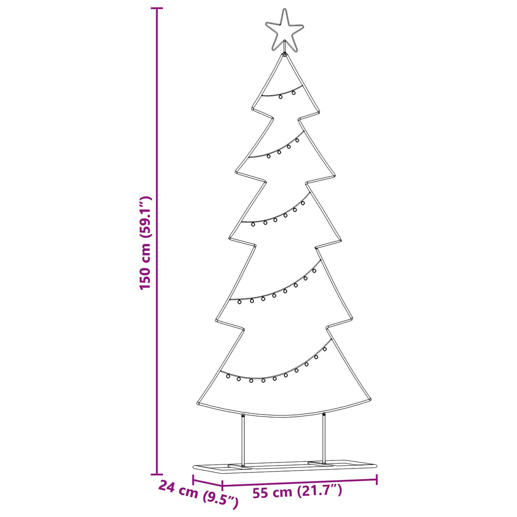 Metall Weihnachtsbaum mit Ständer Schwarz 150 cm Stahl