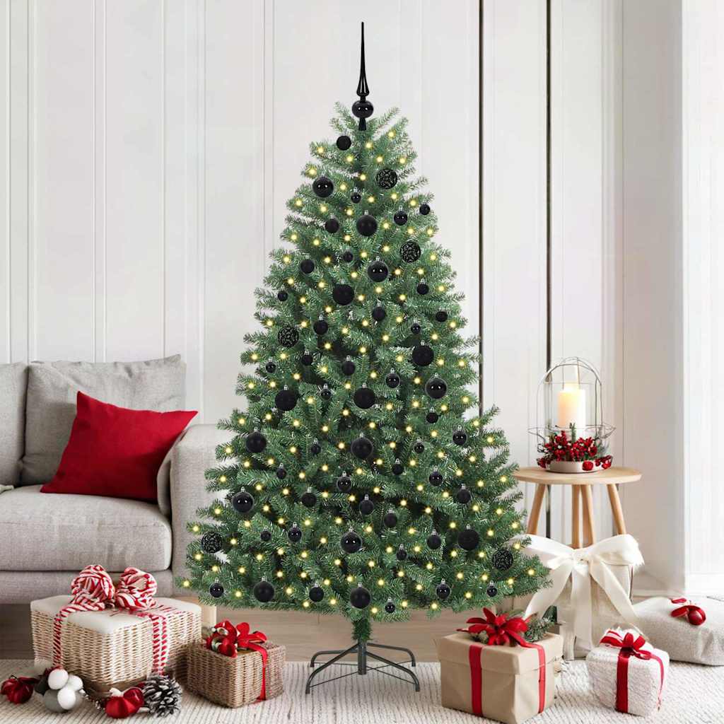 Künstlicher klappbarer Weihnachtsbaum mit 300 LEDs Grün 180 cm