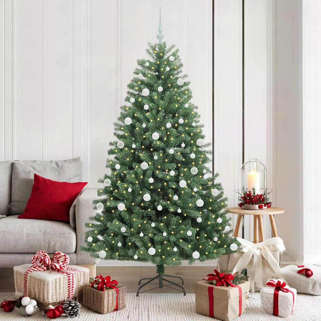 Künstlicher klappbarer Weihnachtsbaum mit 300 LEDs Grün 180 cm