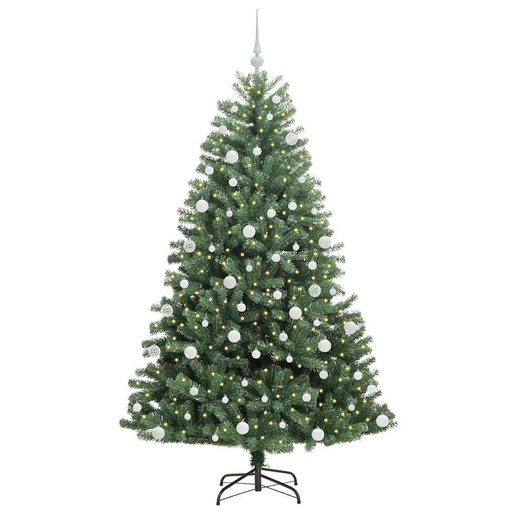 Künstlicher klappbarer Weihnachtsbaum mit 300 LEDs Grün 180 cm