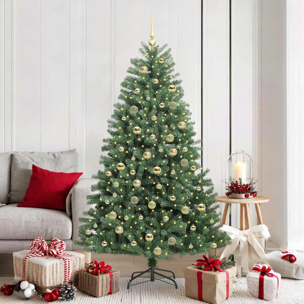 Künstlicher klappbarer Weihnachtsbaum mit 300 LEDs Grün 180 cm