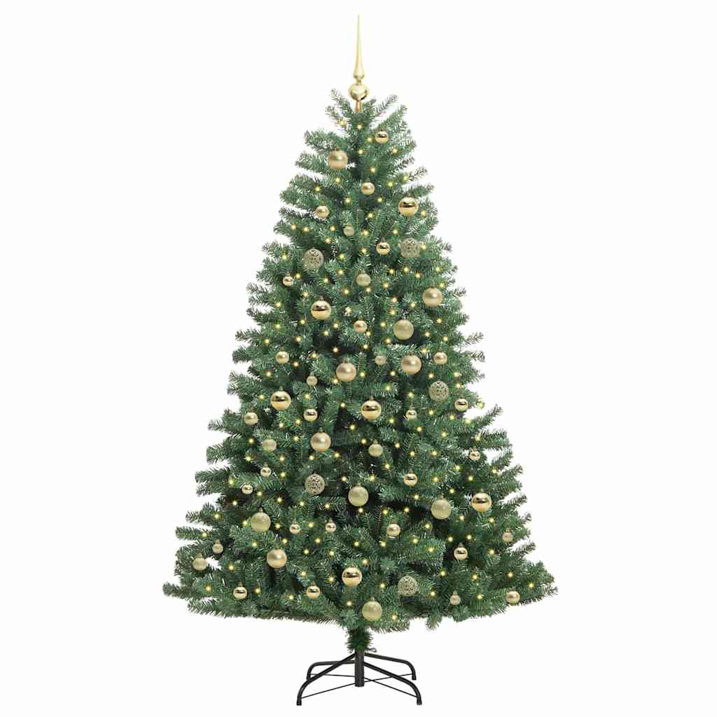 Künstlicher klappbarer Weihnachtsbaum mit 300 LEDs Grün 180 cm