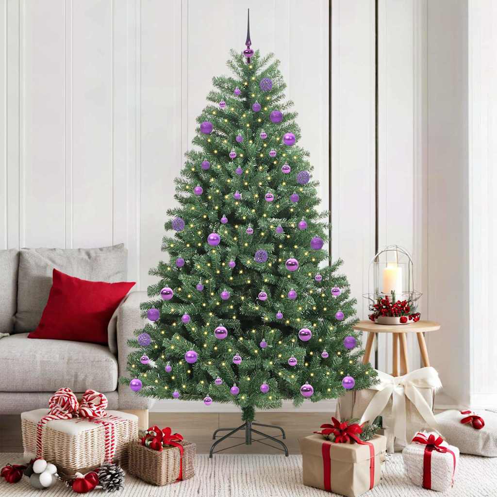 Künstlicher klappbarer Weihnachtsbaum mit 300 LEDs Grün 180 cm